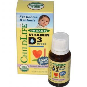 Вітамін Д3 для дітей, Vitamin D3 Drops, ChildLife, органік, ягоди, 400 МО, 10 мл