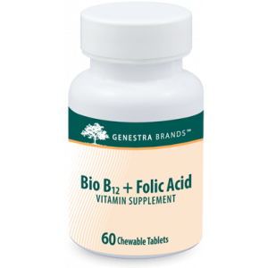 Витамин B12 и фолиевая кислота ,  Bio B12 + Folic Acid, Genestra Brands, вишневый вкус, 60 жевательных таблеток