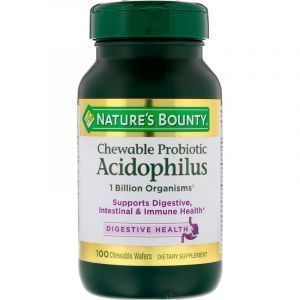 Пробиотики, Probiotic Acidophilus, Nature's Bounty, вкус клубники, 100 жевательных конфет (Default)