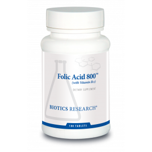 Фолиевая кислота + витамин B12, Folic Acid 800, Biotics Research, 180 таблеток