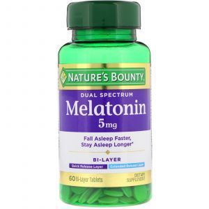 Мелатонин, Melatonin, Nature's Bounty, 5 мг, 60 двухслойных таблеток (Default)