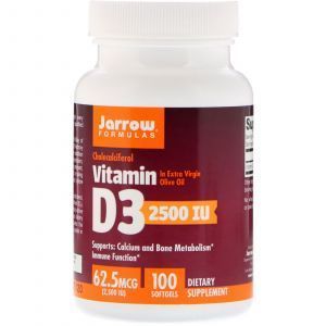 Витамин Д3, Vitamin D3, Jarrow Formulas, 2500 МЕ,100 капсул (Default)