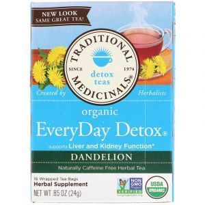 Чай детокс на каждый день, EveryDay Detox Tea, Traditional Medicinals, без кофеина, 16 пакетиков, 24 г (Default)