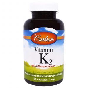 Витамин К2 (менахинон), Vitamin K2, Menatetrenone, Carlson Labs, 5 мг, 180 капсул