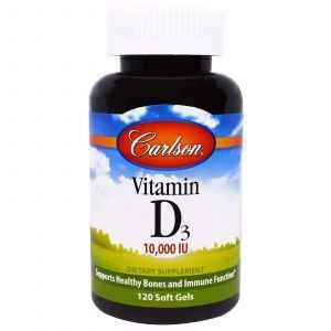 Вітамін D3, Vitamin D3, Carlson Labs, 10000 МО, 120 гелевих капсул