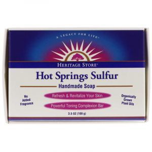 Мыло с серой, Hot Springs Sulfur, Heritage Products, ручной работы, без запаха, 100 г 