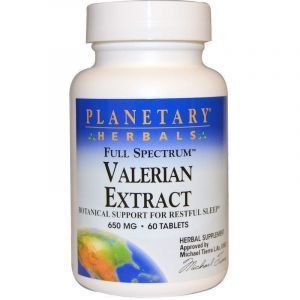 Валериана, полный спектр, Valerian Extract, Planetary Herbals, 650 мг, 60 таблеток