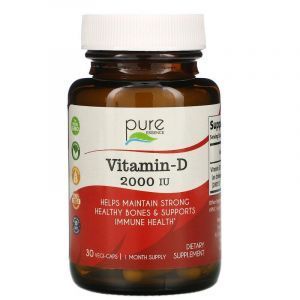 Витамин Д3, Vitamin-D, Pure Essence, 2000 МЕ, 30 капсул
