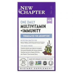 Мультивитамины + поддержка иммунитета, Multivitamin + Immunity, New Chapter, 1 в день, 30 вегетарианских таблеток
