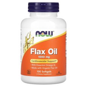 Льняное масло, Flax Oil, NOW Foods, органик, незаменимые жирные кислоты Омега-3, 1000 мг, 100 гелевых капсул