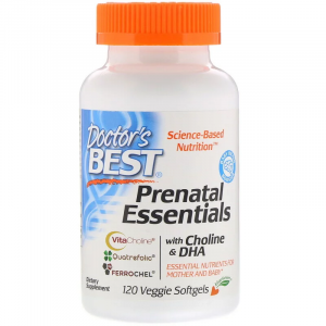 Пренатальные витамины, Prenatal Essentials with Choline & DHA, Doctor's Best, 120 капсул
