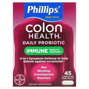 Пробиотики для кишечника, Colon Health Daily Probiotic, Phillip's, для здоровья толстой кишки, 45 капсул
