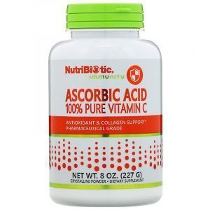 Аскорбиновая кислота (100% чистый витамин С), Ascobic Acid, NutriBiotic, кристаллический порошок, 227 г