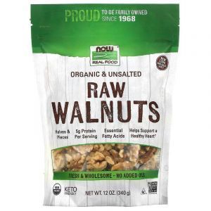 Грецкий орех, Raw Walnuts, Now Foods, Real Food, сертифицированный, органик, несоленый, 340 г