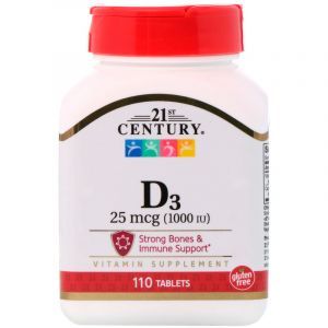 Витамин Д3, Vitamin D3, 21st Century, 1000 МЕ, 110 таблеток (Default)