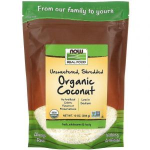 Кокос сушеный (органик), Coconut, Now Foods, Real Food, 284 г