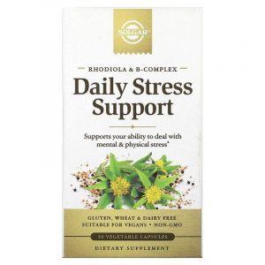 Родиола и B-комплекс, Rhodiola & B-Complex, Solgar,  ежедневная поддержка при стрессе, 30 растительных капсул
