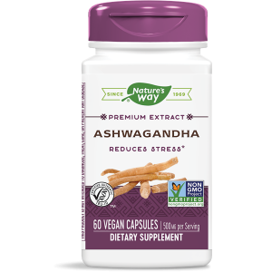 Ашваганда, Ashwagandha, Nature's Way, стандартизована, 500 мг, 60 капсул
