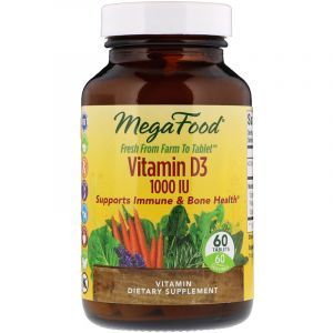 Витамин Д3, Vitamin D3, MegaFood, 1000 МЕ, 60 таблеток (Default)