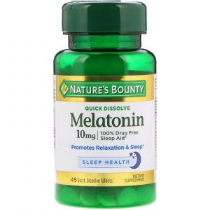 Мелатонин со вкусом вишни, Melatonin, Nature's Bounty, быстрорастворимый, 10 мг, 45 таблеток (Default)