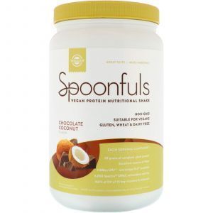 Вегетарианский протеин смесь, вкус шоколада кокоса, Spoonfuls Vegan Protein, Solgar, 686 г