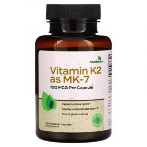 Витамин K2 (MK-7), Vitamin K2, FutureBiotics, 100 мкг, 100 вегетарианских капсул
