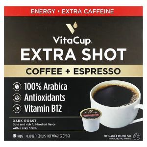 Кофе эспрессо, Coffee + Espresso, VitaCup, темная обжарка, 16 капсул по 11 г