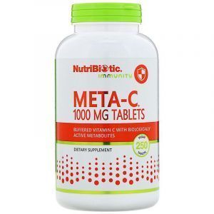 Витамин C с биологически активными метаболитами, Meta-C, NutriBiotic, 1000 мг, для веганов, 250 таблеток