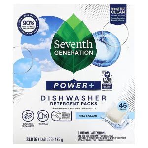 Моющее средство для посудомоечных машин, Dishwasher Detergent Packs, Seventh Generation, в пакетах, 45 упаковок, 675 г