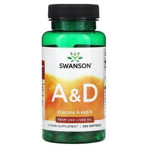 Витамины A и D, Vitamins A and D, Swanson, 250 мягких таблеток