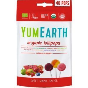 Льодяники, Organic Pops, YumEarth, органічні, асорті, 40 льодяників, 240г