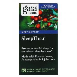 Здоровый сон, SleepThru, Gaia Herbs, 60 веганских капсул