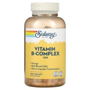 Комплекс витамина В 100 с алоэ вера, B-Complex 100 with Aloe Vera, Solaray, 250 капсул