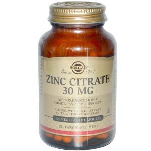 Цитрат цинка, Solgar, 30 мг, 100 капсул