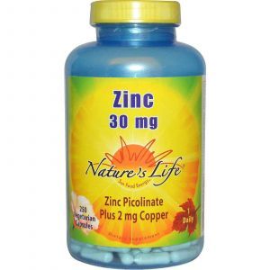 Цинк в капсулах, Nature's Life, 30 мг, 250 капсул