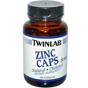 Цинк в капсулах, Twinlab, 30 мг, 100 капсул
