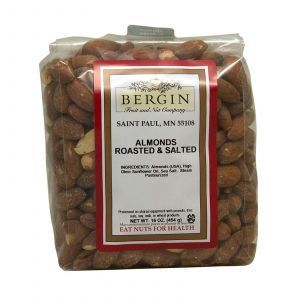 Соленый обжаренный миндаль, Almonds Roasted & Salted, Bergin Fruit and Nut Company, 454 г 