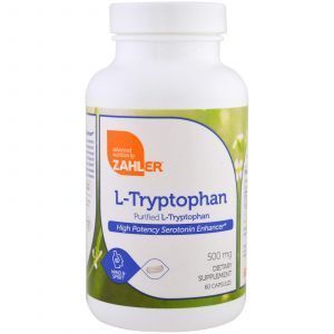 Триптофан очищенный (L-Tryptophan), Zahler, 500 мг, 60 капсул