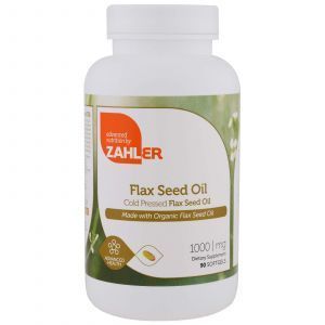 Лляне олія (Seed Oil), Zahler, органік, 1000 мг, 90 капсул