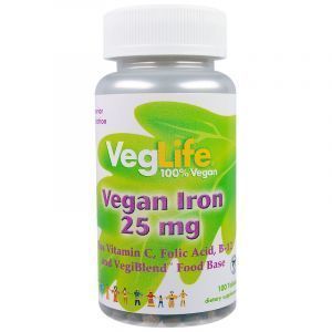 Железо растительного происхождения, Vegan Iron, VegLife, 25 мг, 100 таблеток (Default)