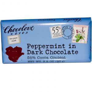 Черный шоколад с мятой, Peppermint in Dark Chocolate, Chocolove, 90 г