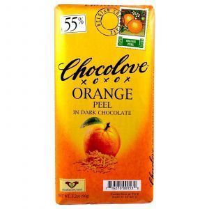 Черный шоколад с апельсином, Orange Peel in Dark Chocolate, Chocolove, 90 г 