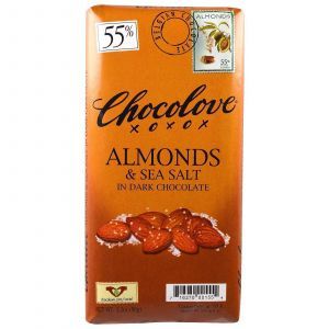 Черный шоколад с соленым миндалем, Almonds & Sea Salt, Chocolove, 90 г