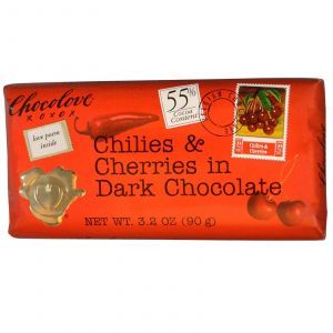Черный шоколад с вишней, Chilies & Cherries in Dark Chocolate, Chocolove, 90 г