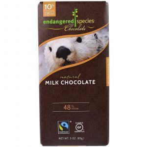 Молочный шоколад, Milk Chocolate, Endangered Species Chocolate, 85 г 
