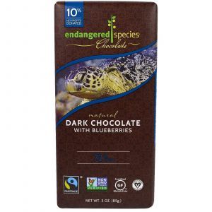 Черный шоколад с черникой, Dark Chocolate, Endangered Species Chocolate, 85 г