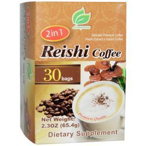 Кофе с экстрактом гриба рейши, 2 in 1 Reishi Coffee, Longreen Corporation, 30 пак. по 65.4 г