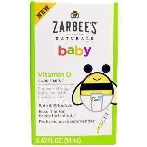Витамин Д для малышей, жидкий, Baby, Vitamin D, Zarbee's, 14 мл