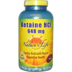 Бетаина гидрохлорид, Nature's Life, 648 мг, 250 кап.