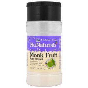 Архат, экстракт плодов, подсластитель, Monk Fruit, NuNaturals, порошок, 20 г 